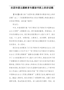 在团市委主题教育专题读书班上的讲话稿