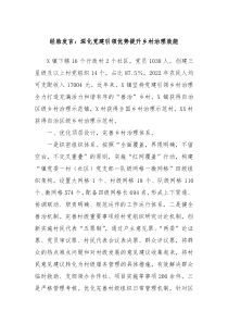 经验发言深化党建引领优势提升乡村治理效能