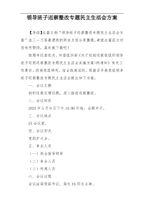 领导班子巡察整改专题民主生活会方案