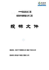 某机组技改工程框架护坡喷锚支护工程投标书