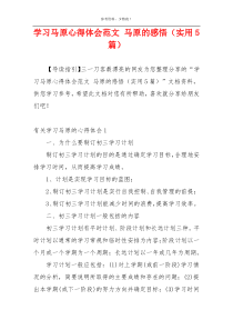 学习马原心得体会范文 马原的感悟（实用5篇）