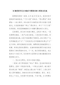 XX镇党委书记乡村振兴专题培训班心得体会交流