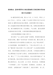 经验做法坚持问题导向力破发展瓶颈以区域党建共同体助推乡村全面振兴