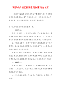 班子成员相互批评意见集聚精选4篇