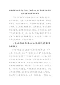 (领导发言)分管副县长在安全生产会议上的交流发言全面夯实高水平安全助推经济高质量发展