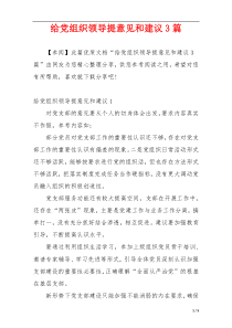 给党组织领导提意见和建议3篇