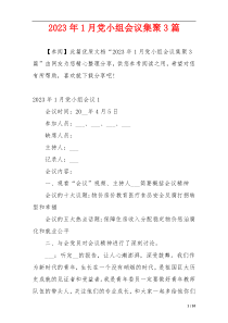 2023年1月党小组会议集聚3篇