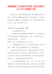 现场管理工作总结范文报告_团总支副书记工作计划通用4篇