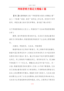 网络营销方案论文精编2篇