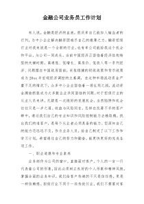 金融公司业务员工作计划