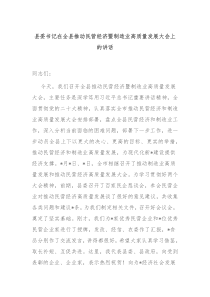 县委书记在全县推动民营经济暨制造业高质量发展大会上的讲话