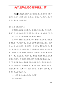 关于组织生活会批评意见3篇