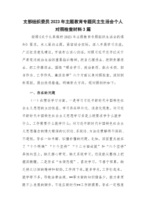 支部组织委员2023年主题教育专题民主生活会个人对照检查材料3篇