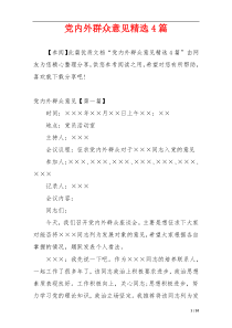 党内外群众意见精选4篇