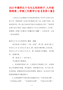 2023年微笑化干戈为玉帛的例子_九年级物理第二学期工作教学计划【范例5篇】