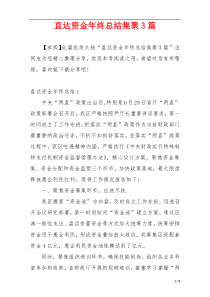 直达资金年终总结集聚3篇