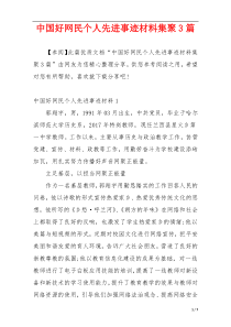 中国好网民个人先进事迹材料集聚3篇