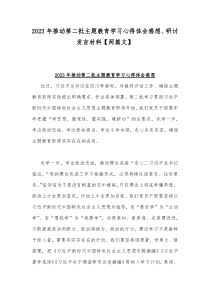 2023年推动第二批主题教育学习心得体会感想、研讨发言材料【两篇文】