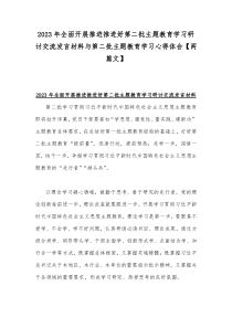 2023年全面开展推进推进好第二批主题教育学习研讨交流发言材料与第二批主题教育学习心得体会【两篇