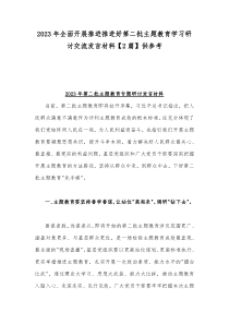 2023年全面开展推进推进好第二批主题教育学习研讨交流发言材料【2篇】供参考