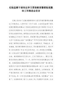 纪检监察干部传达学习贯彻教育整顿检视整治工作推进会发言