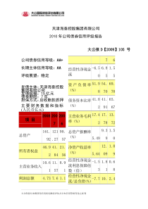 天津海泰控股集团有限公司XXXX年公司债劵信用评级报告(DOC 34页)