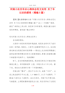 河南小伙买车后心得体会范文实用 买了车以后的感受（精编5篇）