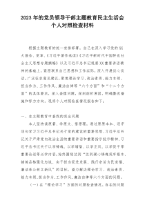 2023年的党员领导干部主题教育民主生活会个人对照检查材料