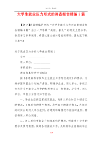 大学生就业压力形式的调查报告精编3篇