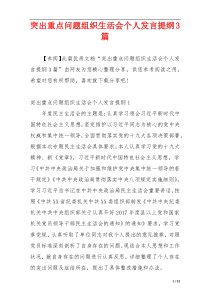 突出重点问题组织生活会个人发言提纲3篇