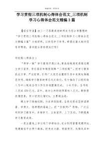 学习贯彻三项机制心得体会范文_三项机制学习心得体会范文精编3篇