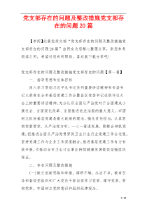 党支部存在的问题及整改措施党支部存在的问题20篇