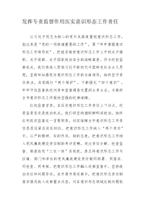 发挥专责监督作用压实意识形态工作责任