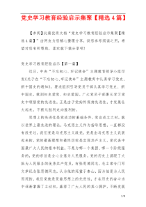 党史学习教育经验启示集聚【精选4篇】