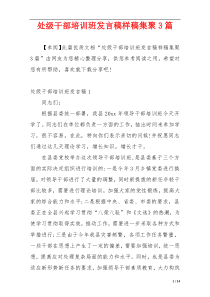 处级干部培训班发言稿样稿集聚3篇