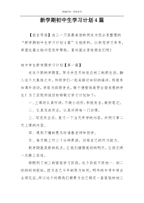 新学期初中生学习计划4篇