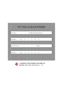 广州浪奇资产评估汇总表及评估明细表