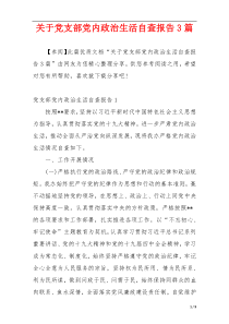 关于党支部党内政治生活自查报告3篇