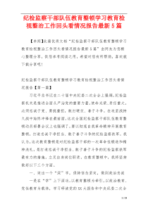 纪检监察干部队伍教育整顿学习教育检视整治工作回头看情况报告最新5篇