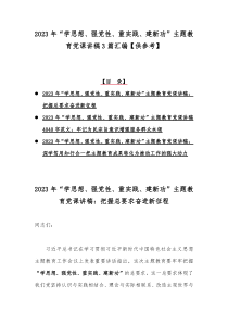 2023年“学思想、强党性、重实践、建新功”主题教育党课讲稿3篇汇编【供参考】