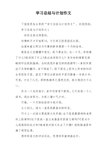 学习总结与计划作文