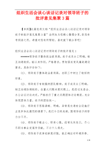 组织生活会谈心谈话记录对领导班子的批评意见集聚3篇