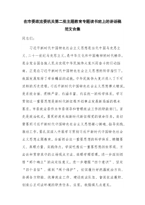 在市委政法委机关第二批主题教育专题读书班上的讲话稿范文合集