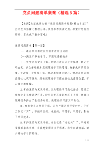 党员问题清单集聚（精选5篇）