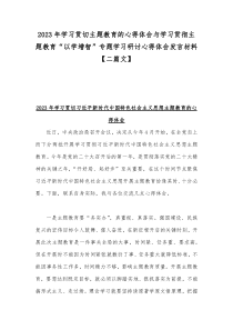 2023年学习贯切主题教育的心得体会与学习贯彻主题教育“以学增智”专题学习研讨心得体会发言材料【