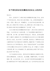 在某县干部任前谈话及廉政谈话会议上的讲话