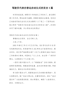 驾驶员代表在春运启动仪式的发言3篇