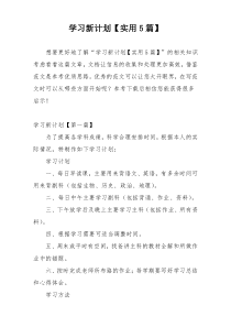 学习新计划【实用5篇】