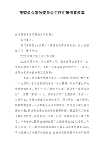 在委员会常务委员会工作汇报借鉴多篇