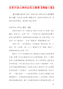 改革开放心得体会范文集聚【精编5篇】